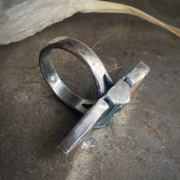 Custom Ring with Dendritic Quartz, Raw Tourmaline Crystal, Golden Rutilated Quartz, and Diamond